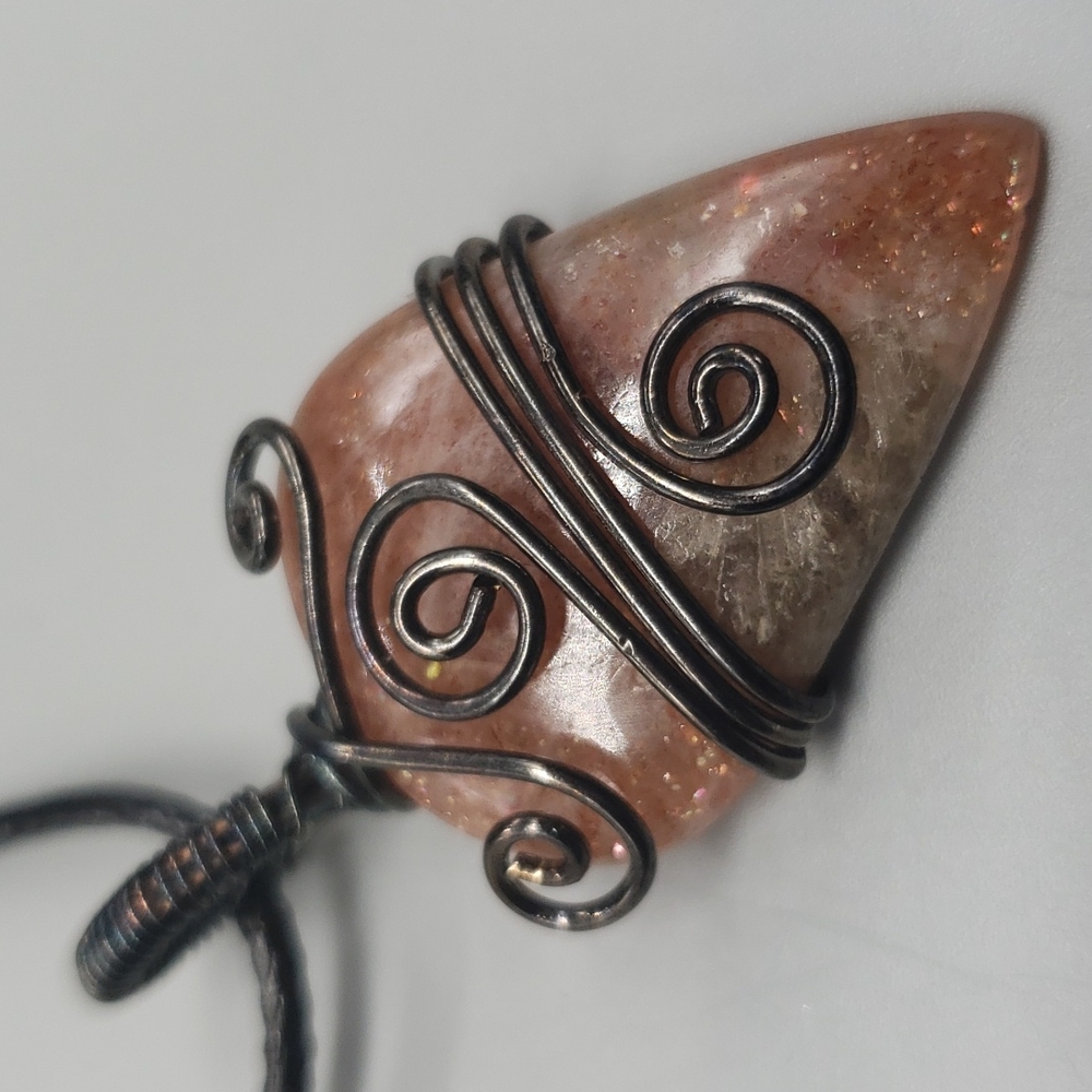 Wire wrapped sunstone pendant